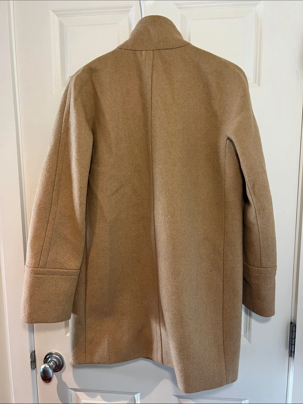 J. Crew Women's Camel Stand Collar Wool-Blend Cocoon Coat - Picture 2 of 4